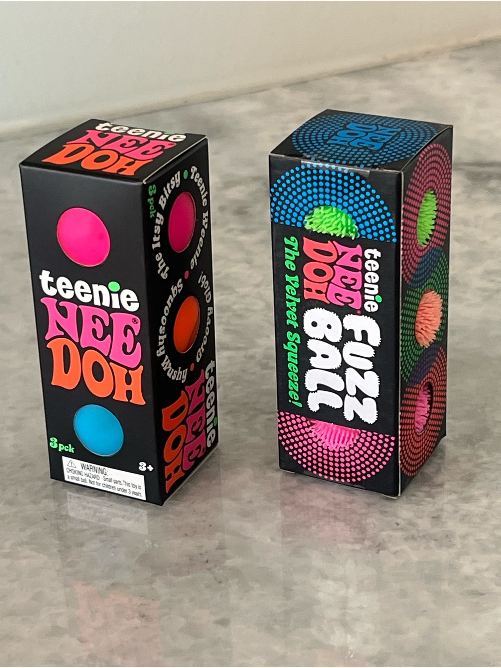 NeeDoh Teenie BUNDLE Groovy Glob & Teenie Fuzz Ball 3 Packs SET of 2!